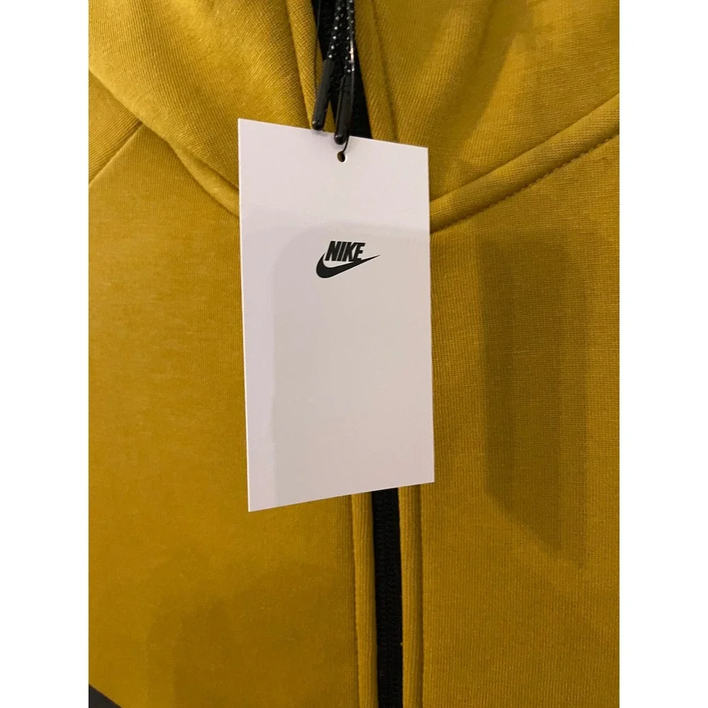 Nike Mens Tech Fleece Full Zip Hoodie Mustard Yellow HV0949-352 XXL NWT